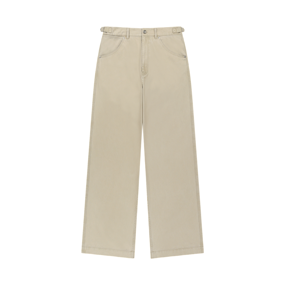 마뗑킴 사이드 탭 워시드 코튼 팬츠 베이지(Matin Kim Side Tab Washed Cotton Pants In Beige) - 1