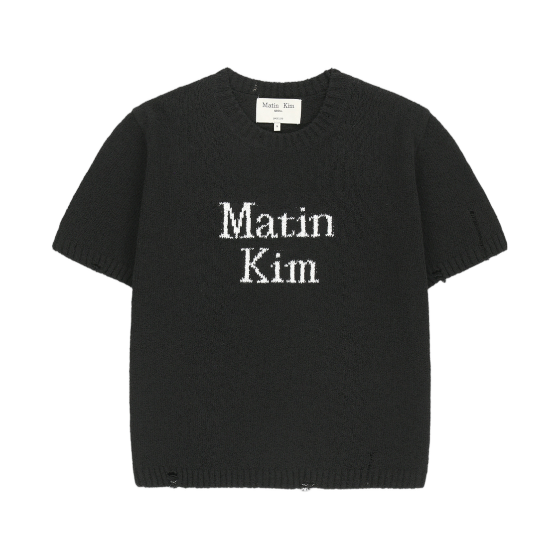 MK2634PO007MBB (W) Matin Kim Half Sleeve Logo Pullover In Black