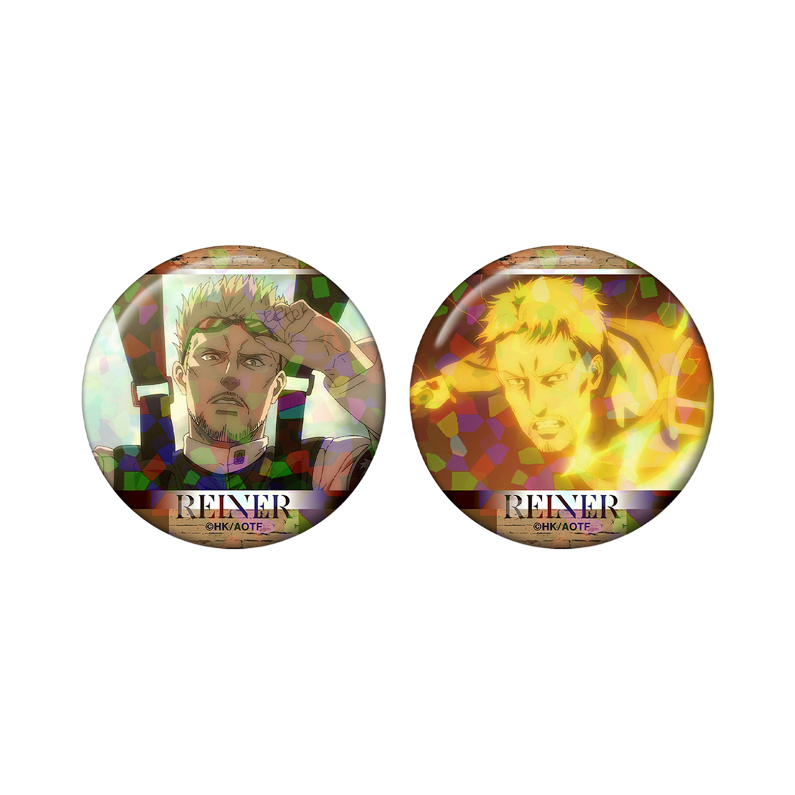 [예약배송] 애니모어 진격의 거인 라이너 장면 홀로그램 캔뱃지 2개 세트