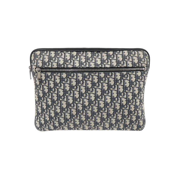 ITMW9P6OLNME Dior Blue Oblique Jacquard Laptop Case Clutch