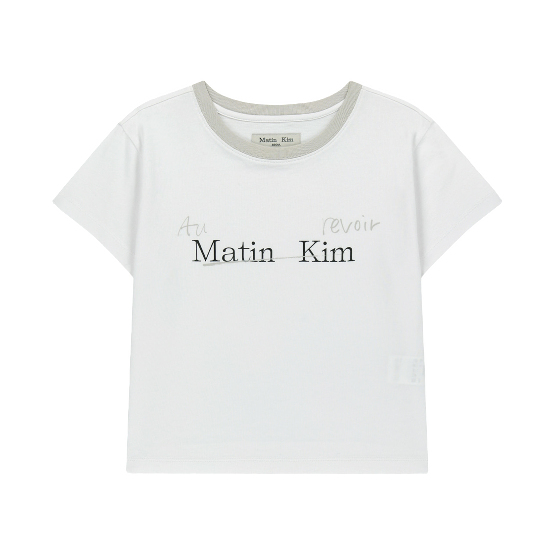 MK2634TS020MWH (W) Matin Kim Tonal Rib Logo Crop Top In White