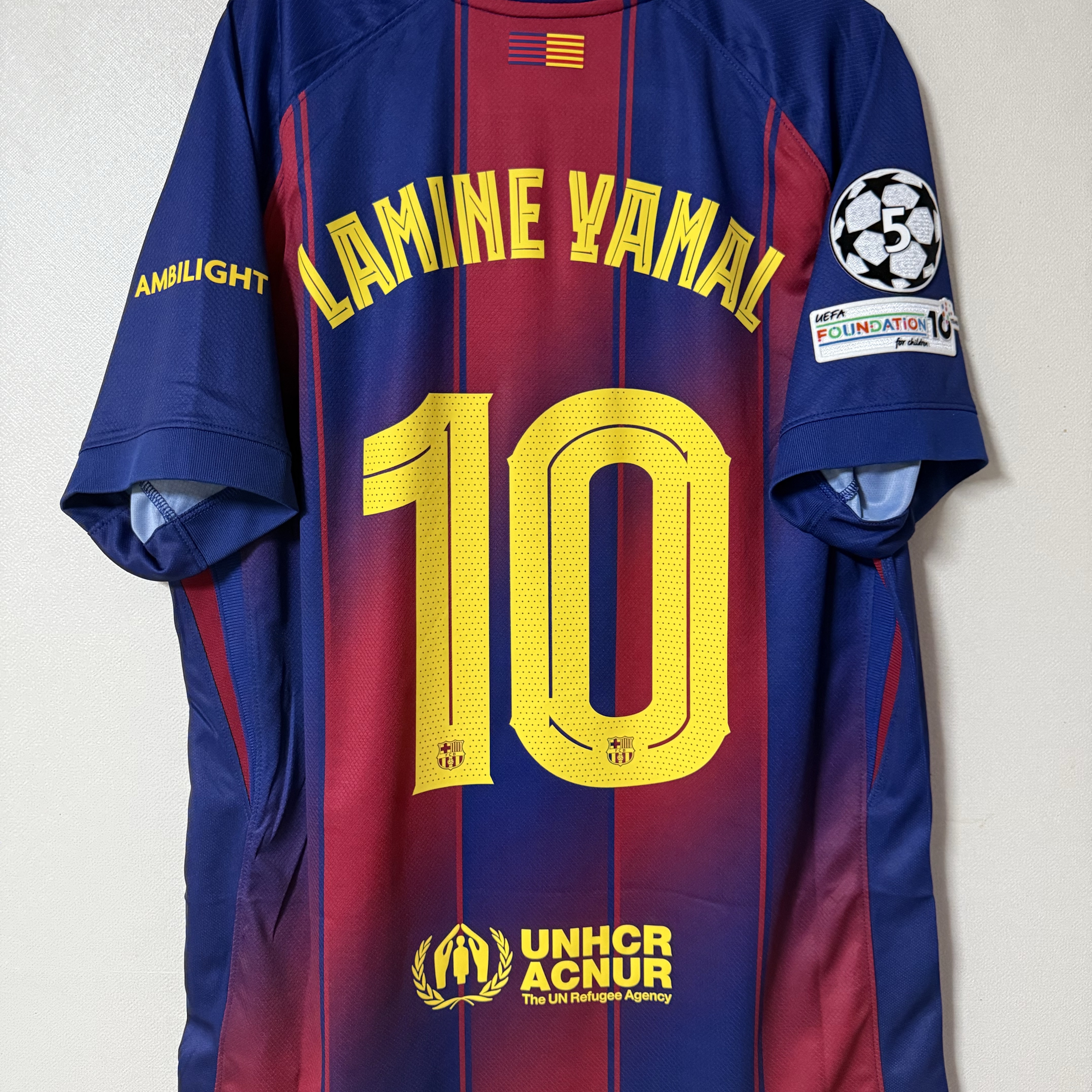 Nike FC Barcelona 2025/26 Stadium Home Dri-Fit Football Replica Jersey Deep Royal Blue Noble Red (Non Marking Ver.) 착용 스타일 - 2