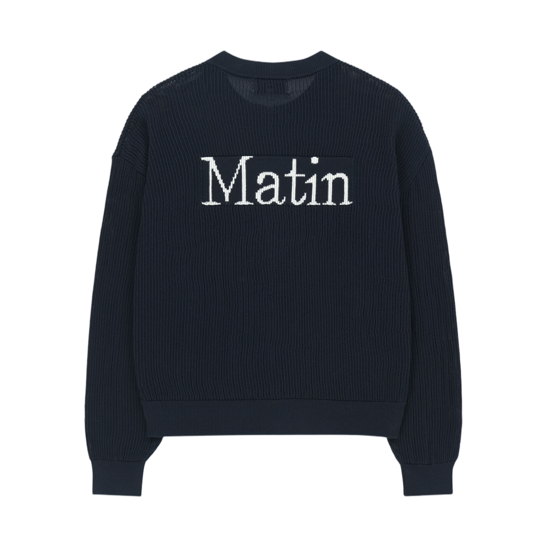 마뗑킴 백 로고 자카드 메쉬 니트 집업 네이비(Matin Kim Back Logo Jacquard Mesh Knit Zip Up In Navy) - 2