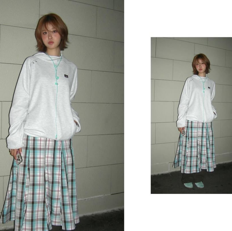 SPORT CHAMBER SC Waffle Ear-Open Hood T-shirt 1% Gray 착용 스타일 - 2