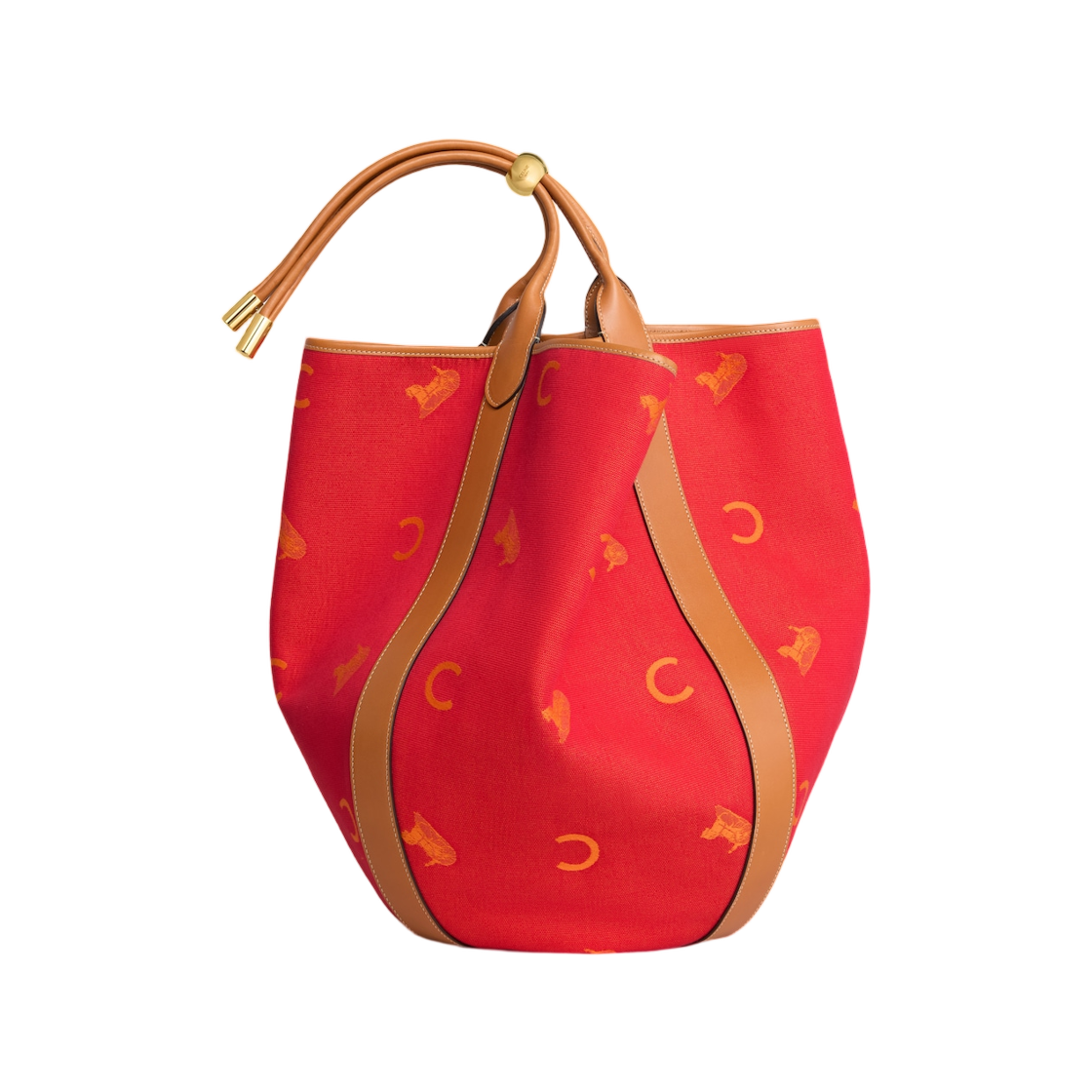 셀린느 라지 드롭 버킷백 자카드 C 설키 텍스타일 레드 오렌지(Celine Large Drop Bucket Bag in Jacquard C Sulky Textile Red Orange) - 3