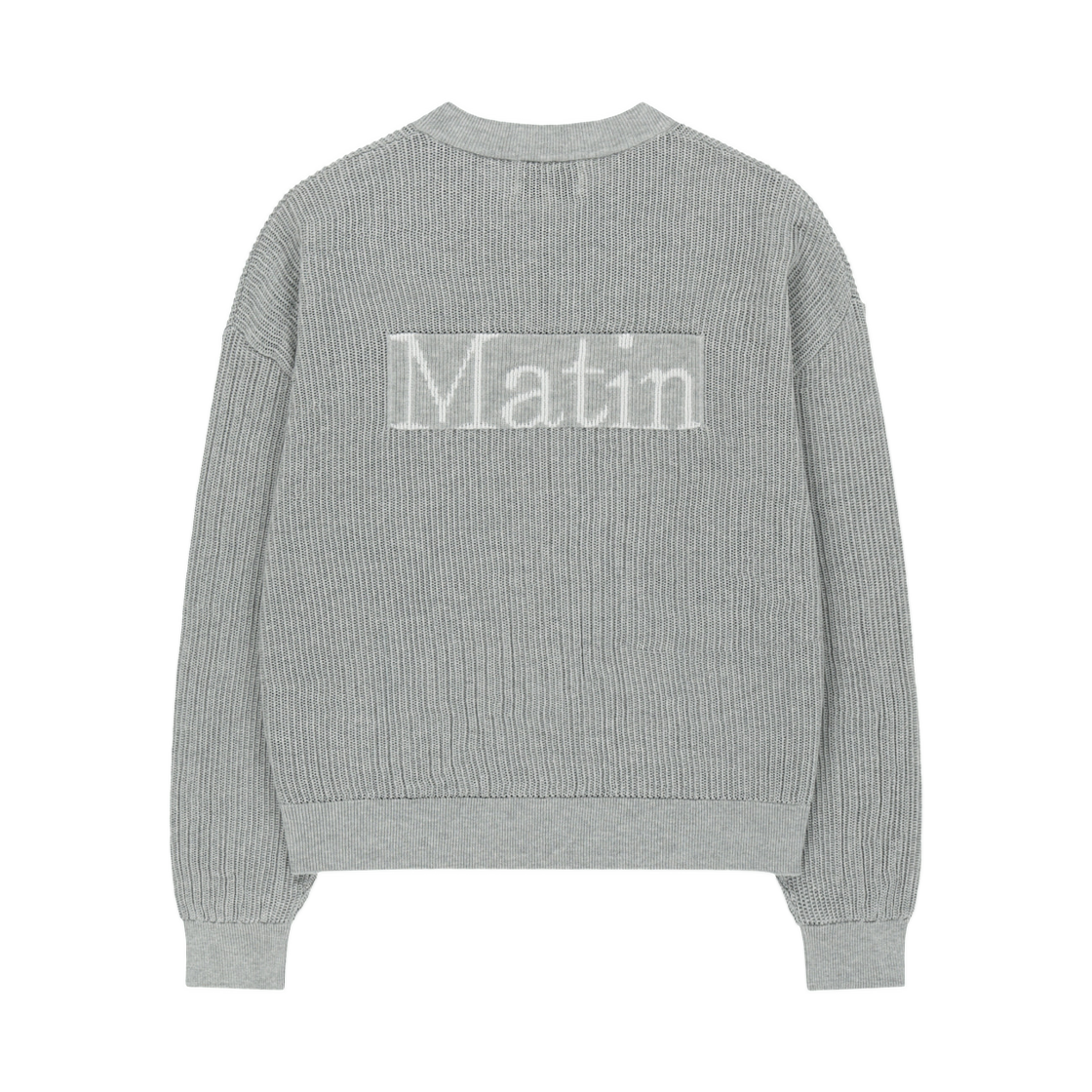 마뗑킴 백 로고 자카드 메쉬 니트 집업 라이트 그레이(Matin Kim Back Logo Jacquard Mesh Knit Zip Up In Light Grey) - 2