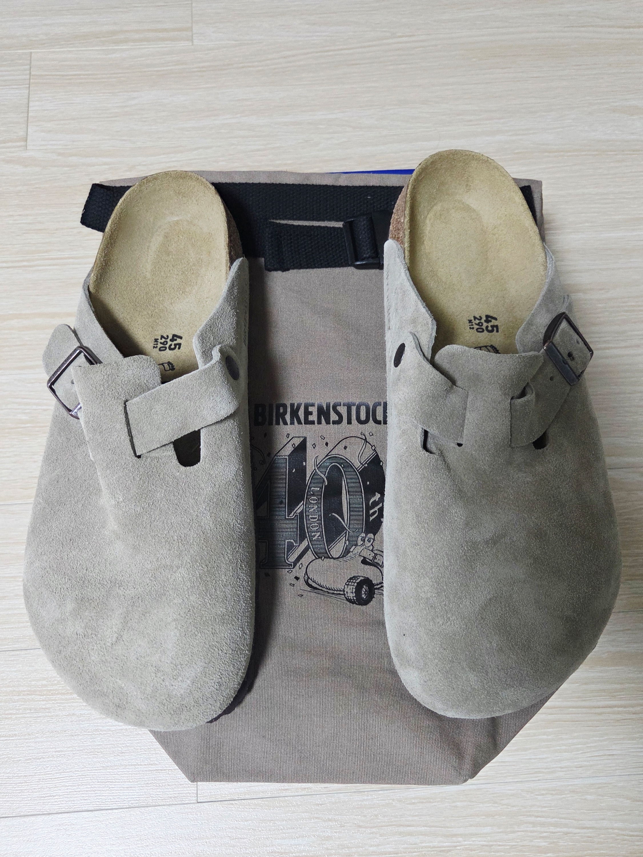 Birkenstock Boston Suede Leather Taupe - Regular 착용 스타일 - 2