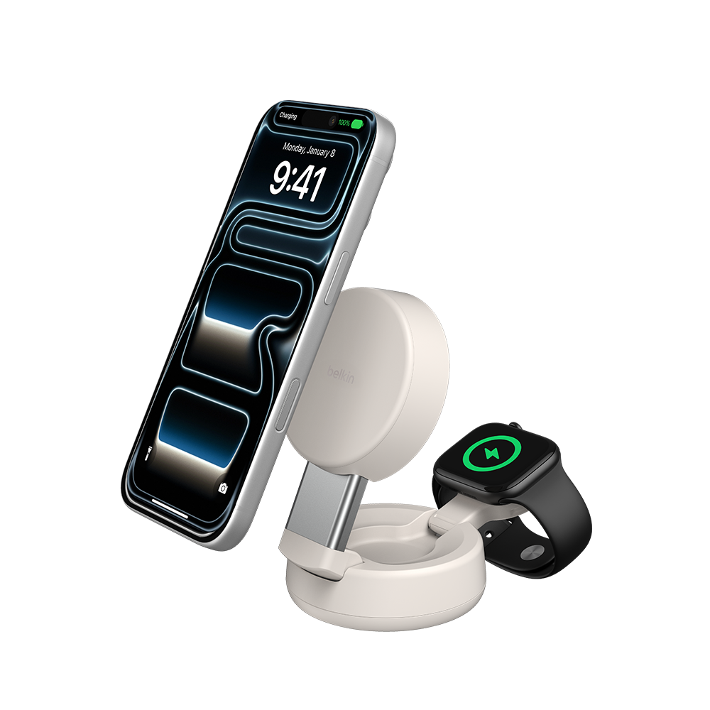 벨킨 Qi2 25W 2in1 컨버터블 마그네틱 무선 충전 스탠드 WIZ043 샌드(Belkin 2-in-1 Qi2 15W Convertible Magnetic Wireless Charging Stand WIZ043 White) - 1