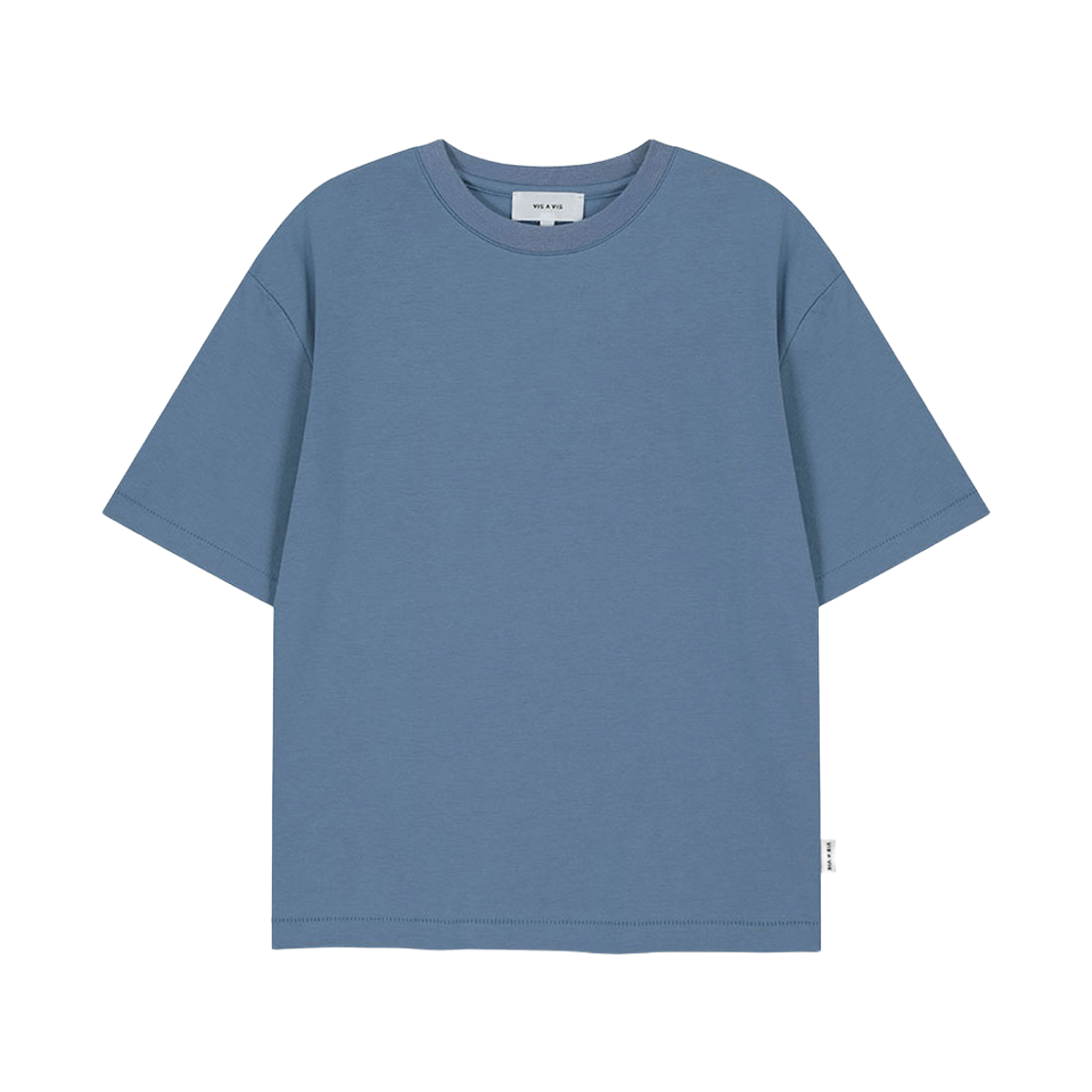 비자비 하프 슬리브드 티셔츠 인 코튼 더블 저지 거즈 블루(VIS A VIS Half Sleeved Tee Shirt In Cotton Double Jersey Gause Blue)