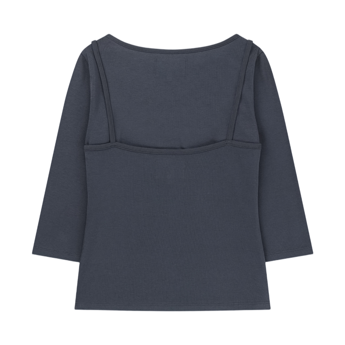 (W) 마뗑킴 3/4 슬리브 탑 앤 탱크 레이어드 세트 스모크 블루((W) Matin Kim 3/4 Sleeve Top and Tank Layered Set In Smoke Blue) - 2