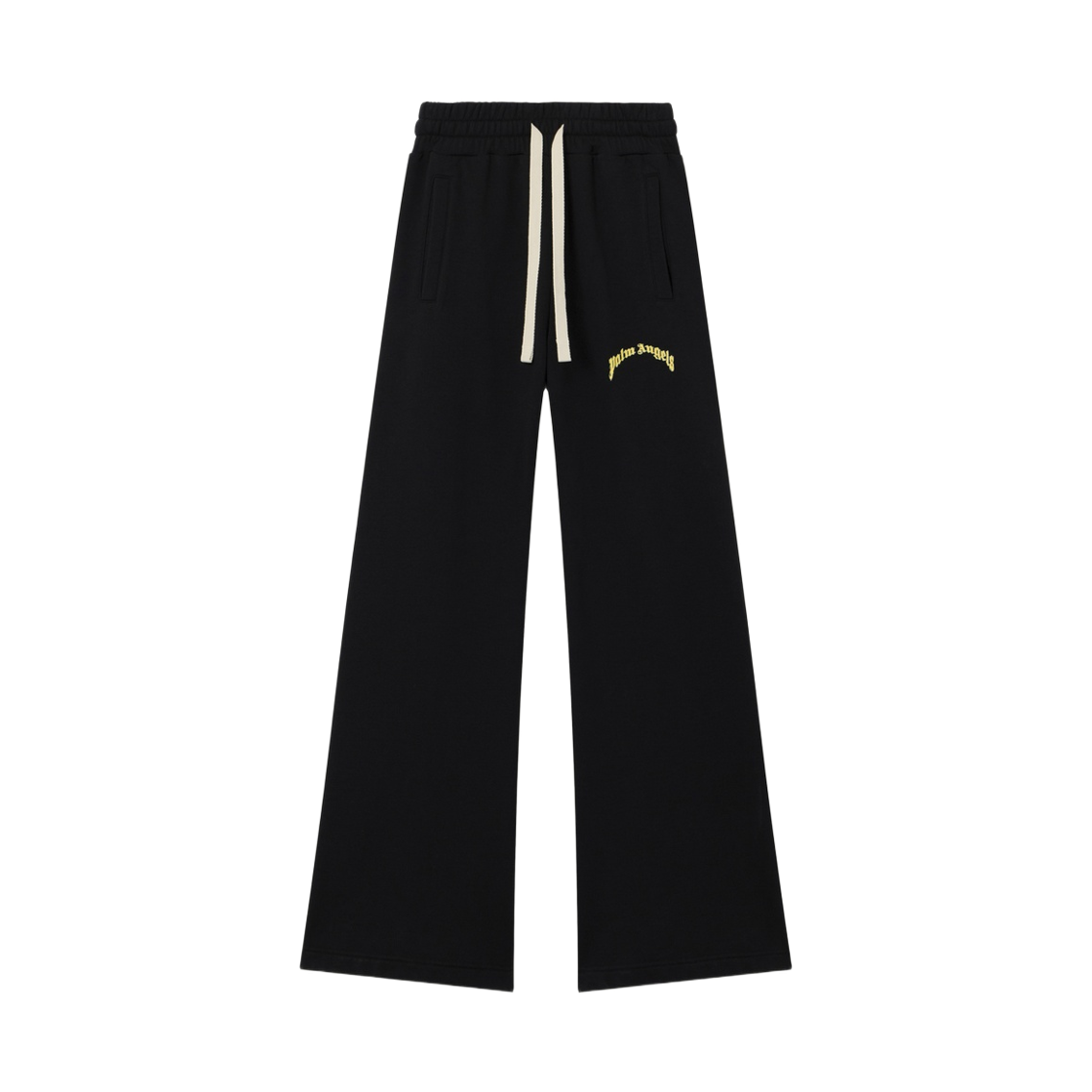 팜엔젤스 미니 커브드 로고 스웻팬츠 - 블랙 옐로우(Palm Angels Mini Curved Logo Sweatpants - Black Yellow) - 1