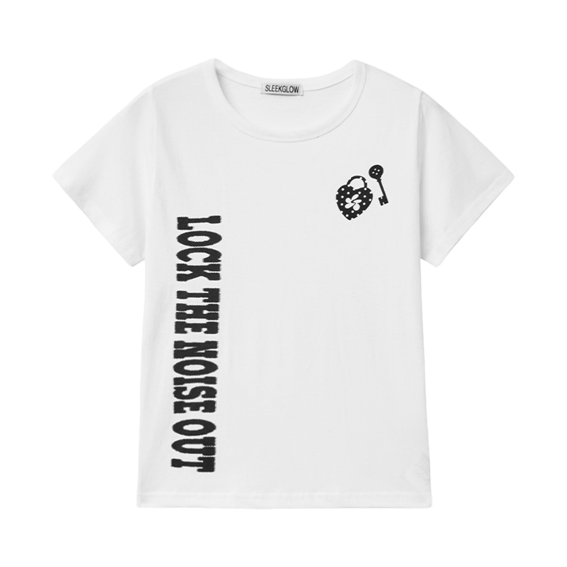 슬릭글로우 언락 세미 크롭 티셔츠 화이트(SLEEKGLOW Unlock Semi Crop T-Shirt White)