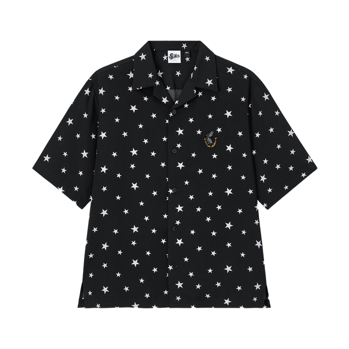 360038-09 GU x JoJo's Bizarre Adventure Open Collar Shirt Five Quarter Black