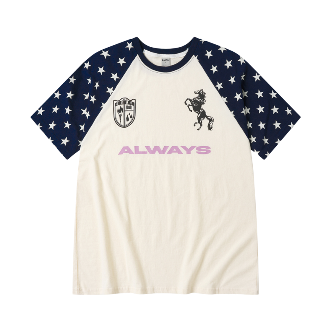아모우 올웨이즈 스타 레글런 티셔츠 블루(AMOU Always Star Reglan T-Shirts Blue) - 1