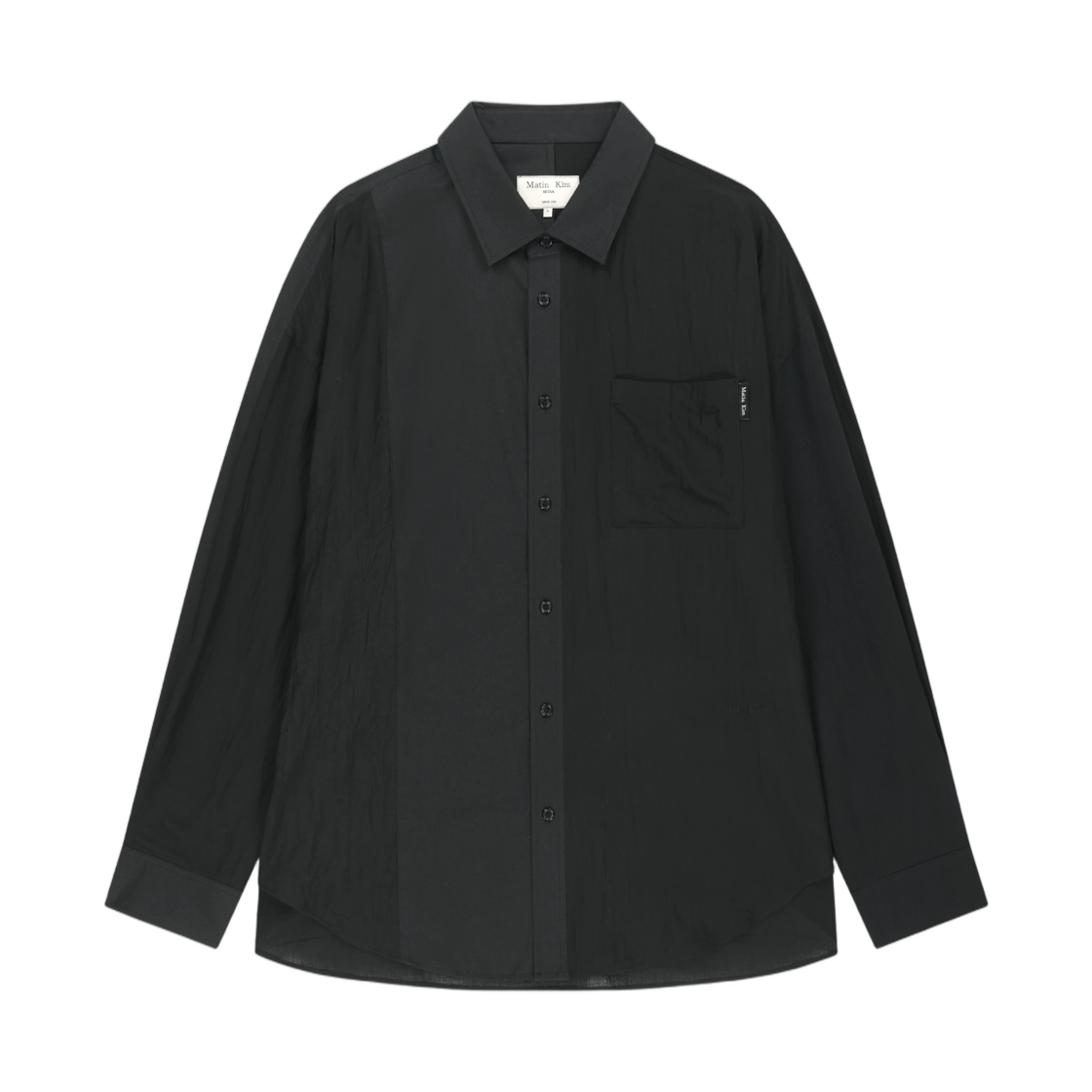 MK2634SH303UBB Matin Kim Mixed Panel Over Fit Shirt In Black