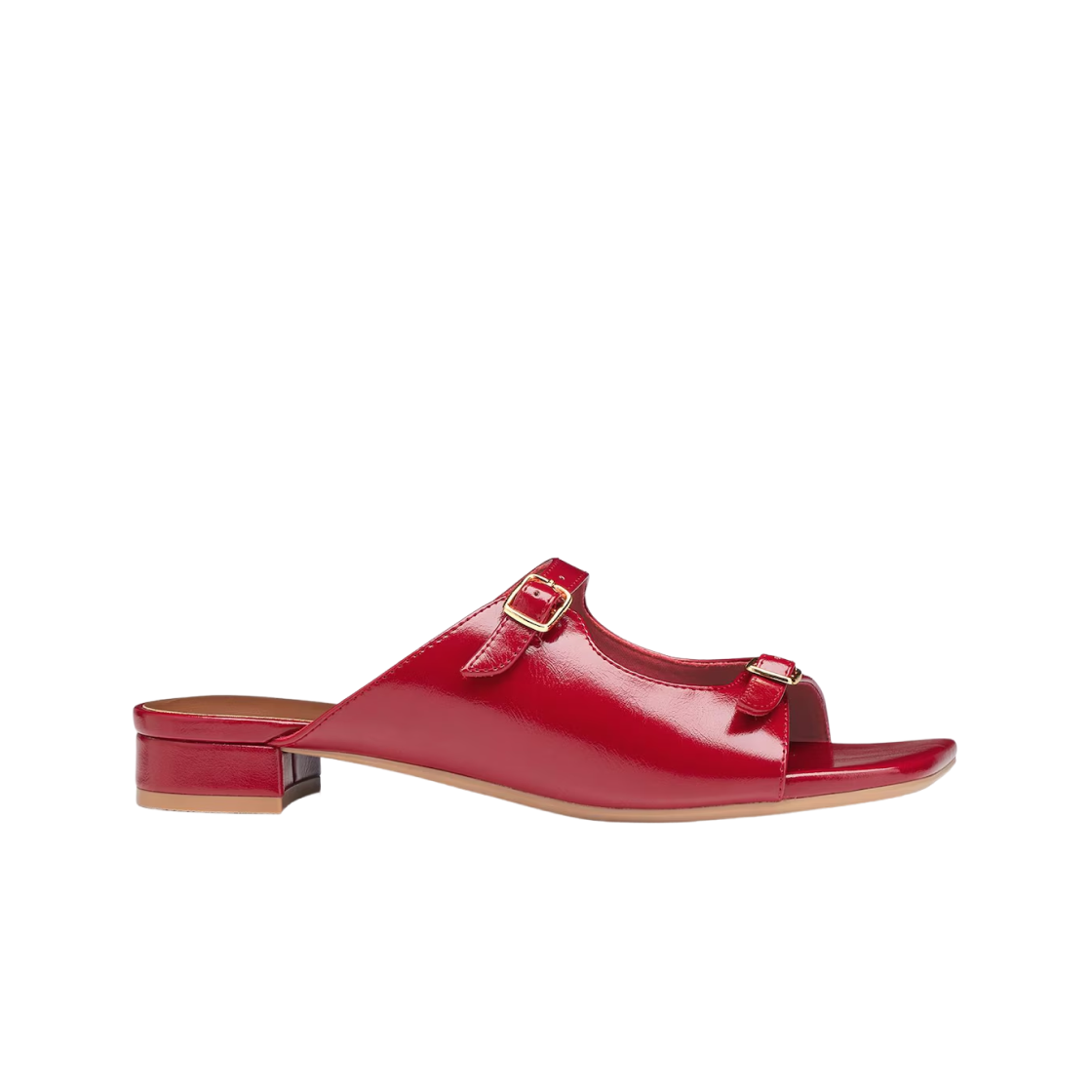 (W) GU 더블 벨트 뮬 레드((W) GU Double Belt Mules Red) - 1