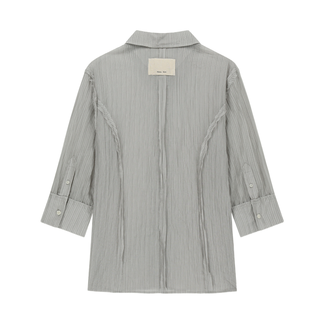 (W) 마뗑킴 로우 엣지 크링클 블라우스 라이트 그레이((W) Matin Kim Raw Edge Crinkle Blouse In Light Grey) - 2