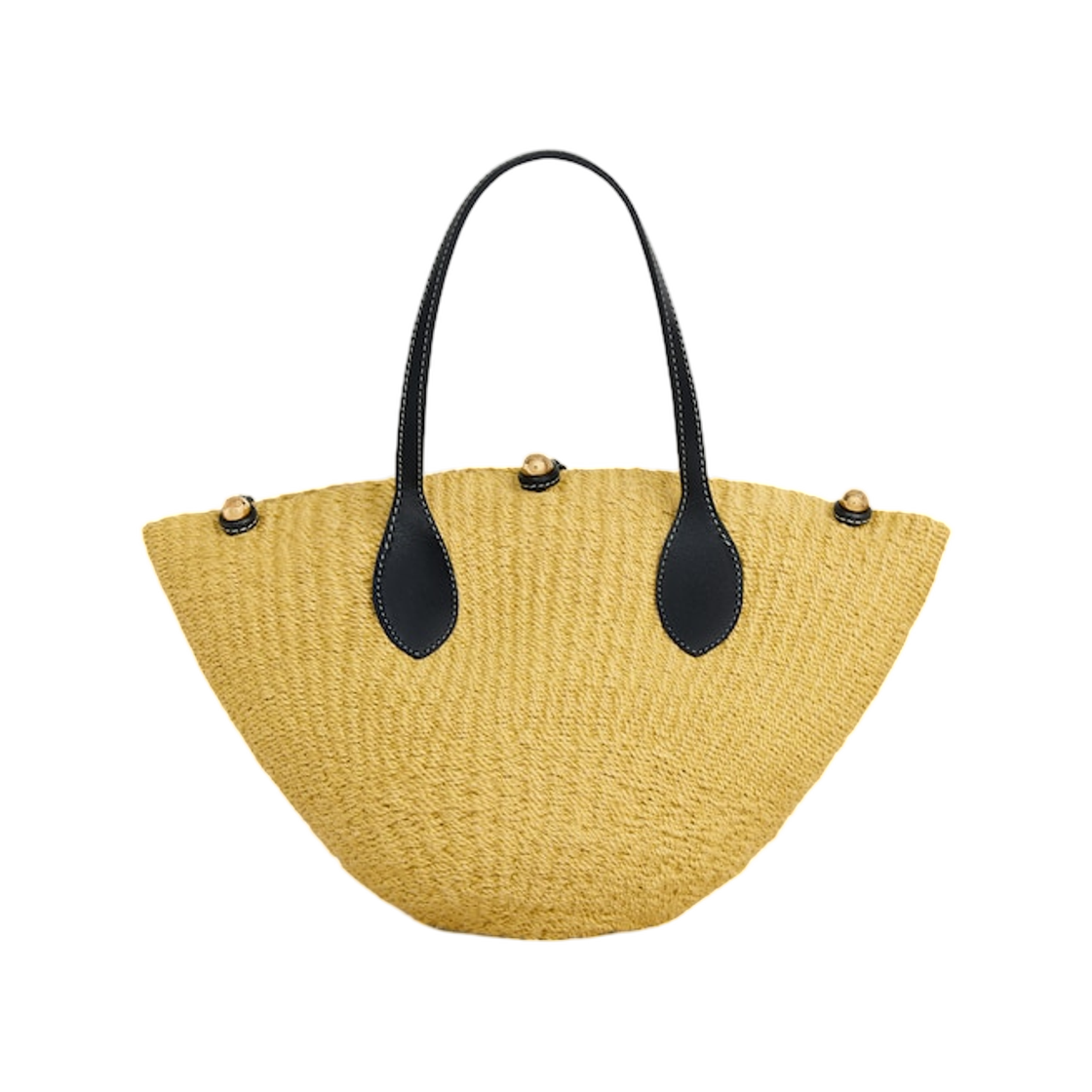 L104V3I94-02NC Celine Small Triomphe Beads Basket in Sisal and Calfskin Natural Black