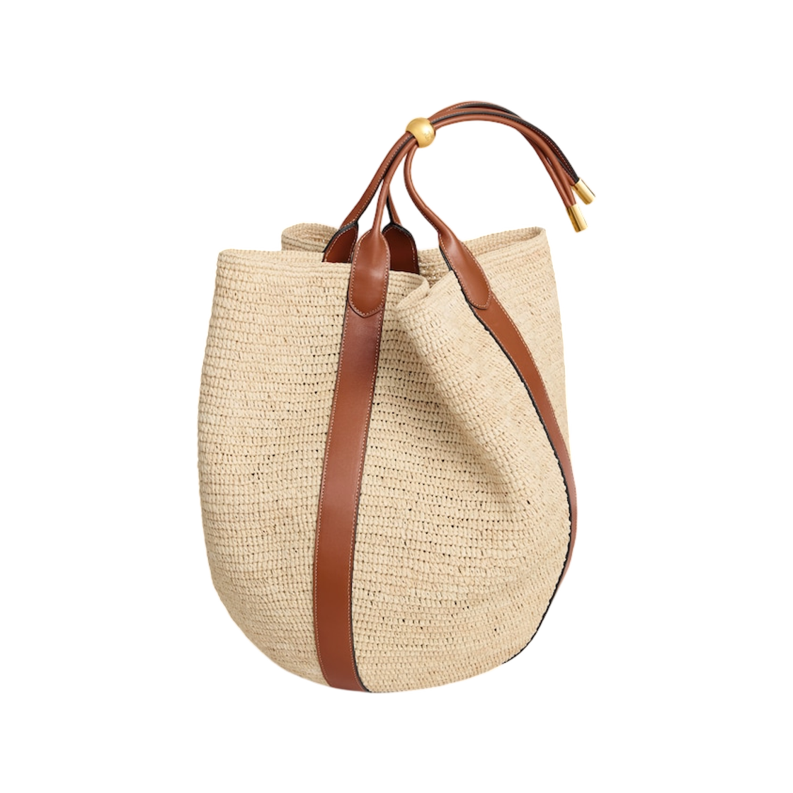 셀린느 라지 드롭 버킷백 라피아 앤 카프스킨 탄(Celine Large Drop Bucket Bag in Raffia and Calfskin Tan) - 2