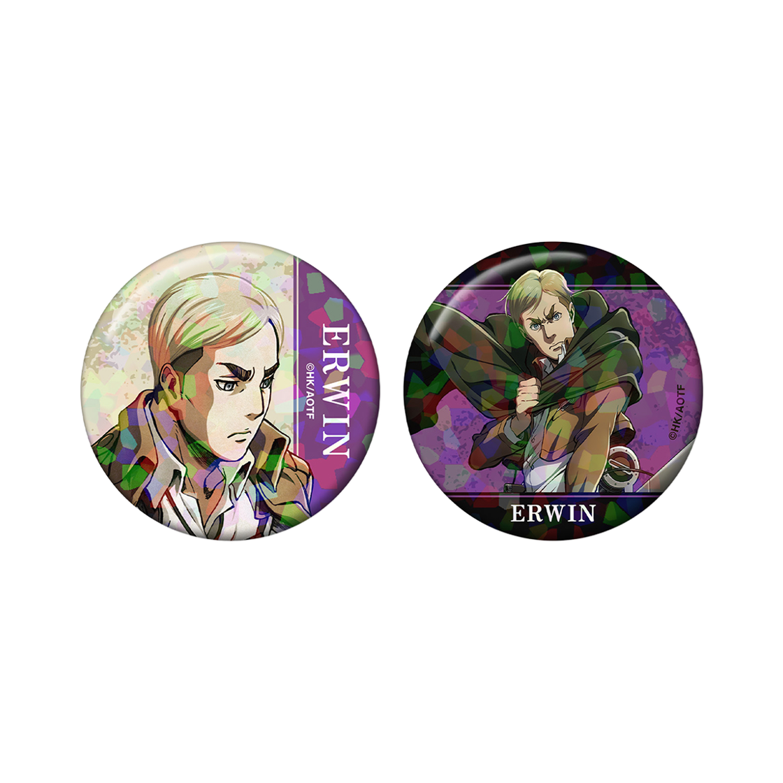 애니모어 진격의 거인 엘빈 홀로그램 캔뱃지 2개 세트(Animore Attack on Titan Erwin Hologram Can Badge 2 Set)