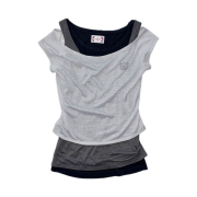 Sculptor Lazy Sleeveless Layered Tee Pale Gray