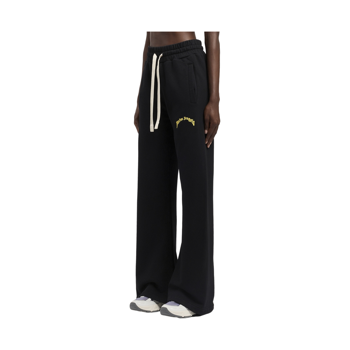 팜엔젤스 미니 커브드 로고 스웻팬츠 - 블랙 옐로우(Palm Angels Mini Curved Logo Sweatpants - Black Yellow) - 3
