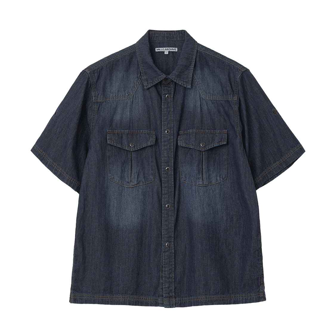 밀로 아카이브 리브 웨스턴 데님 셔츠 딥 블루