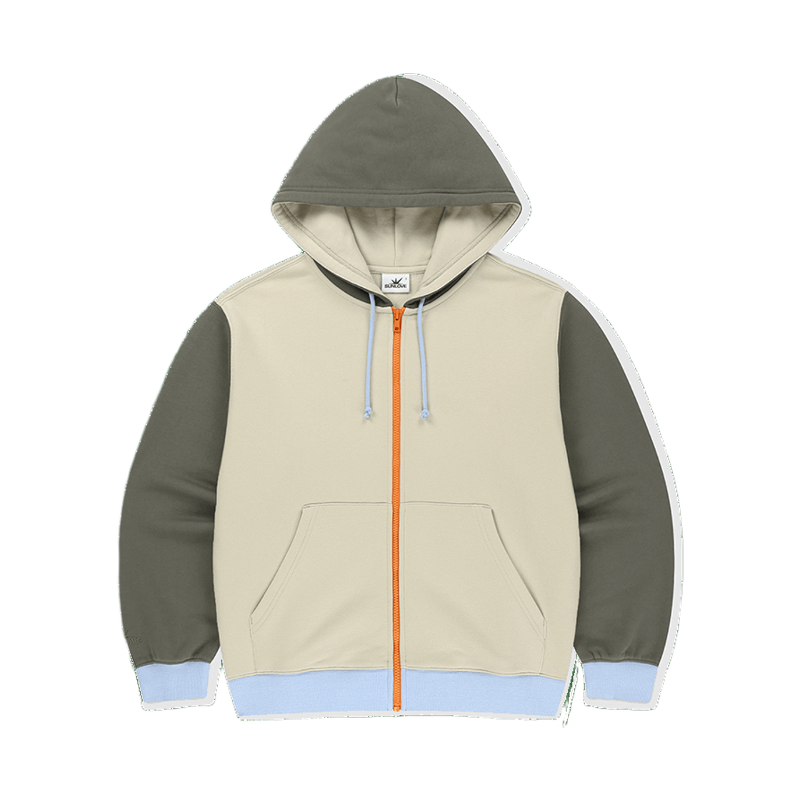 [트리플적립] 썬러브 블록 집 업 후디 아이보리([트리플적립] SUNLOVE Block Zip Up Hoodie Ivory)