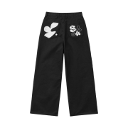SLEEKGLOW Symbol Printing Cotton Pants Black
