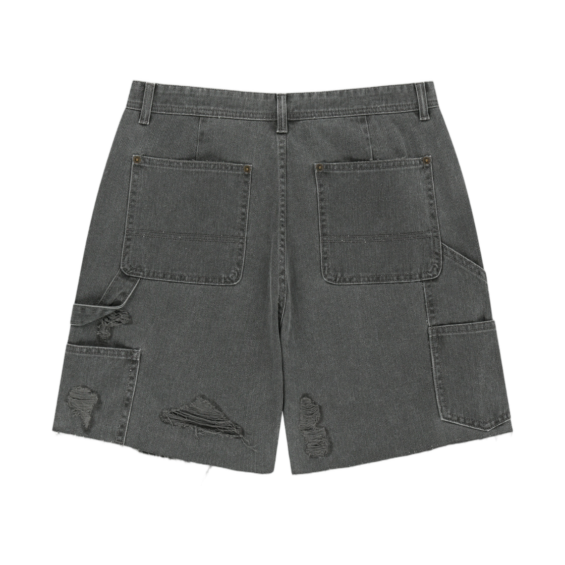 마뗑킴 해링본 로우 컷 데님 쇼츠 그레이(Matin Kim Heringbone Raw Cut Denim Shorts In Grey) - 2