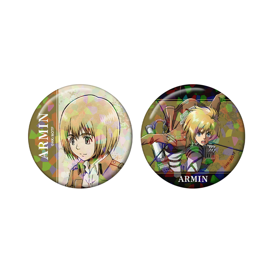 애니모어 진격의 거인 아르민 홀로그램 캔뱃지 2개 세트(Animore Attack on Titan Armin Hologram Can Badge 2 Set)