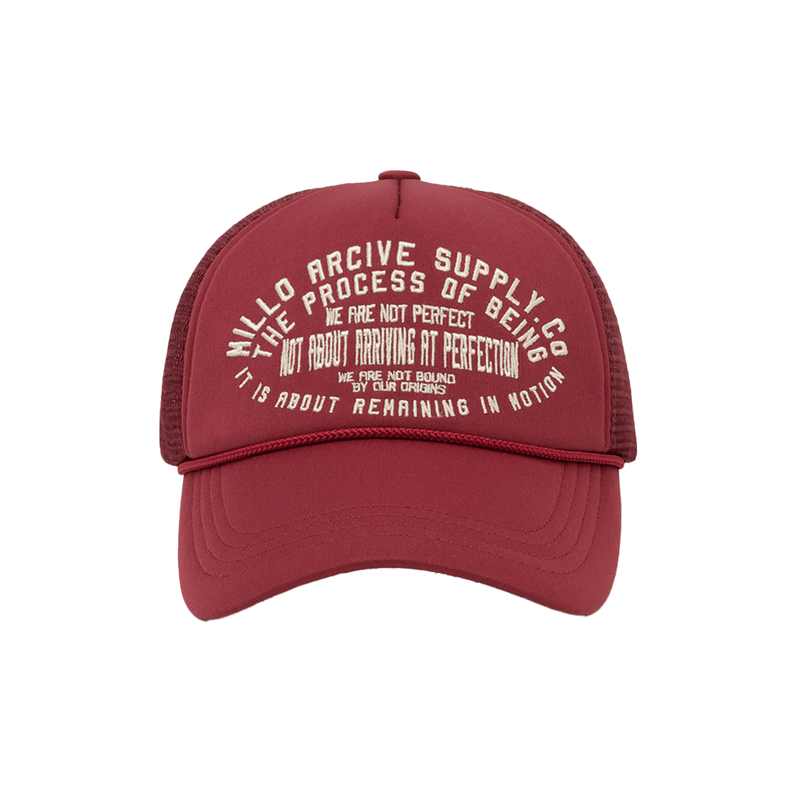 밀로 아카이브 슬로건 플루드 매쉬 트러커 캡 버건디(Millo Archive Slogun Flood Mesh Trucker Cap Burgundy) - 1
