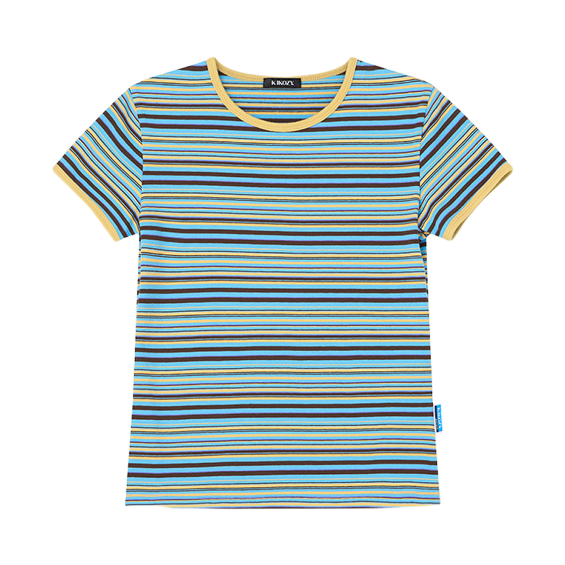 S32102 Kikozy Border1 T-shirt Sax Blue
