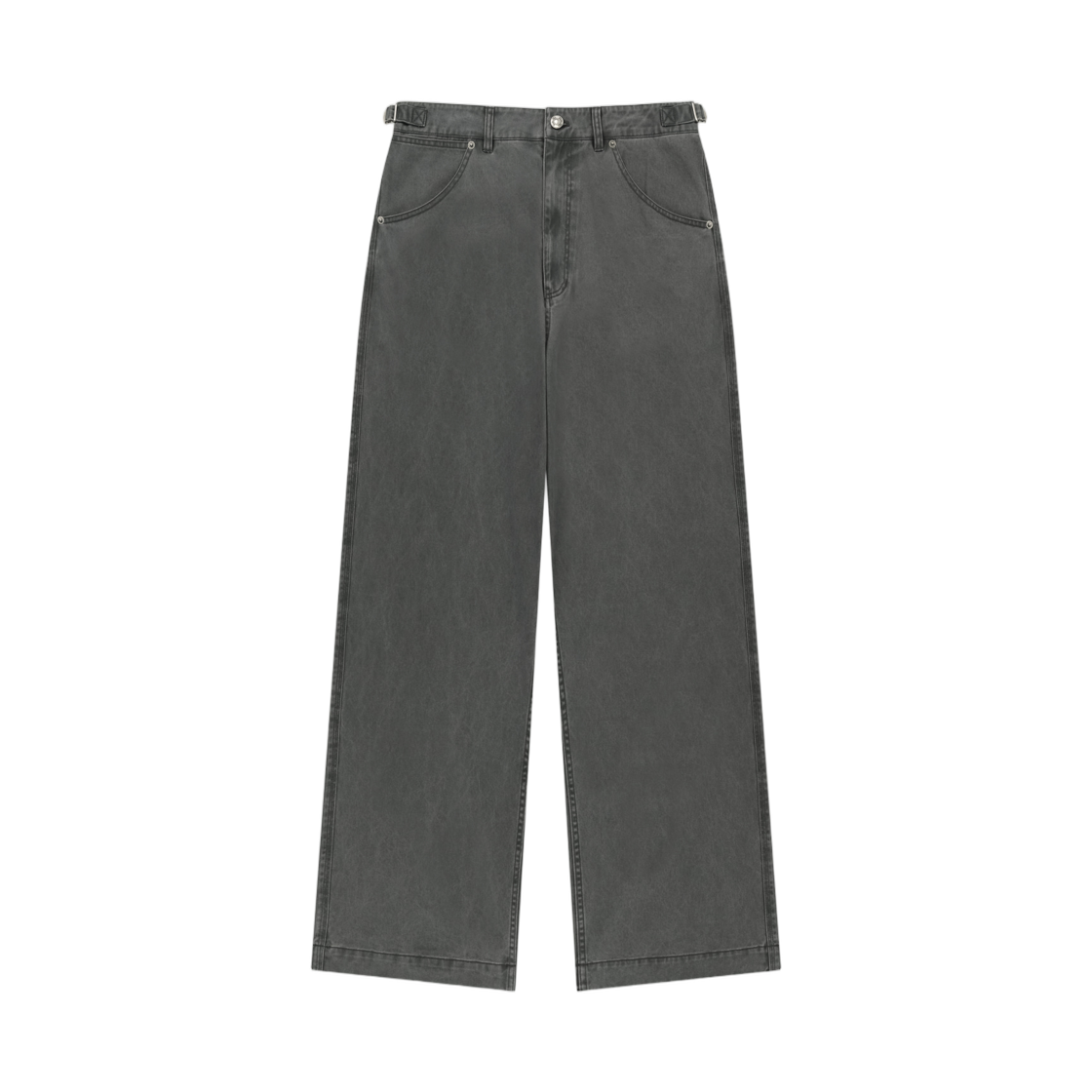 마뗑킴 사이드 탭 워시드 코튼 팬츠 차콜(Matin Kim Side Tab Washed Cotton Pants In Charcoal) - 1