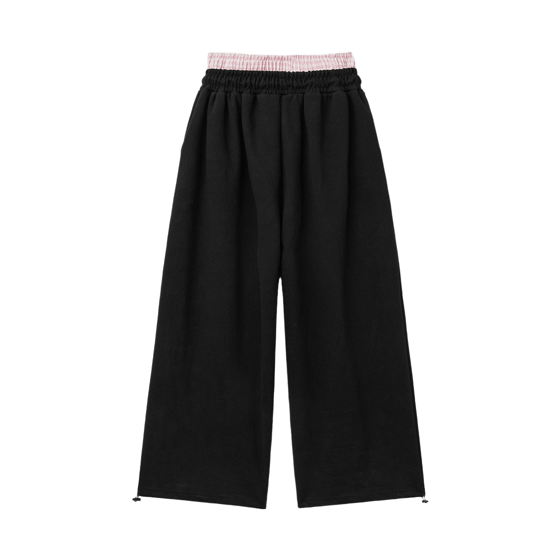 슬릭글로우 러브 이모지 체크 레이어드 스웨트 팬츠 블랙(SLEEKGLOW Love Emoji Check Layered Sweatpants Black) - 2