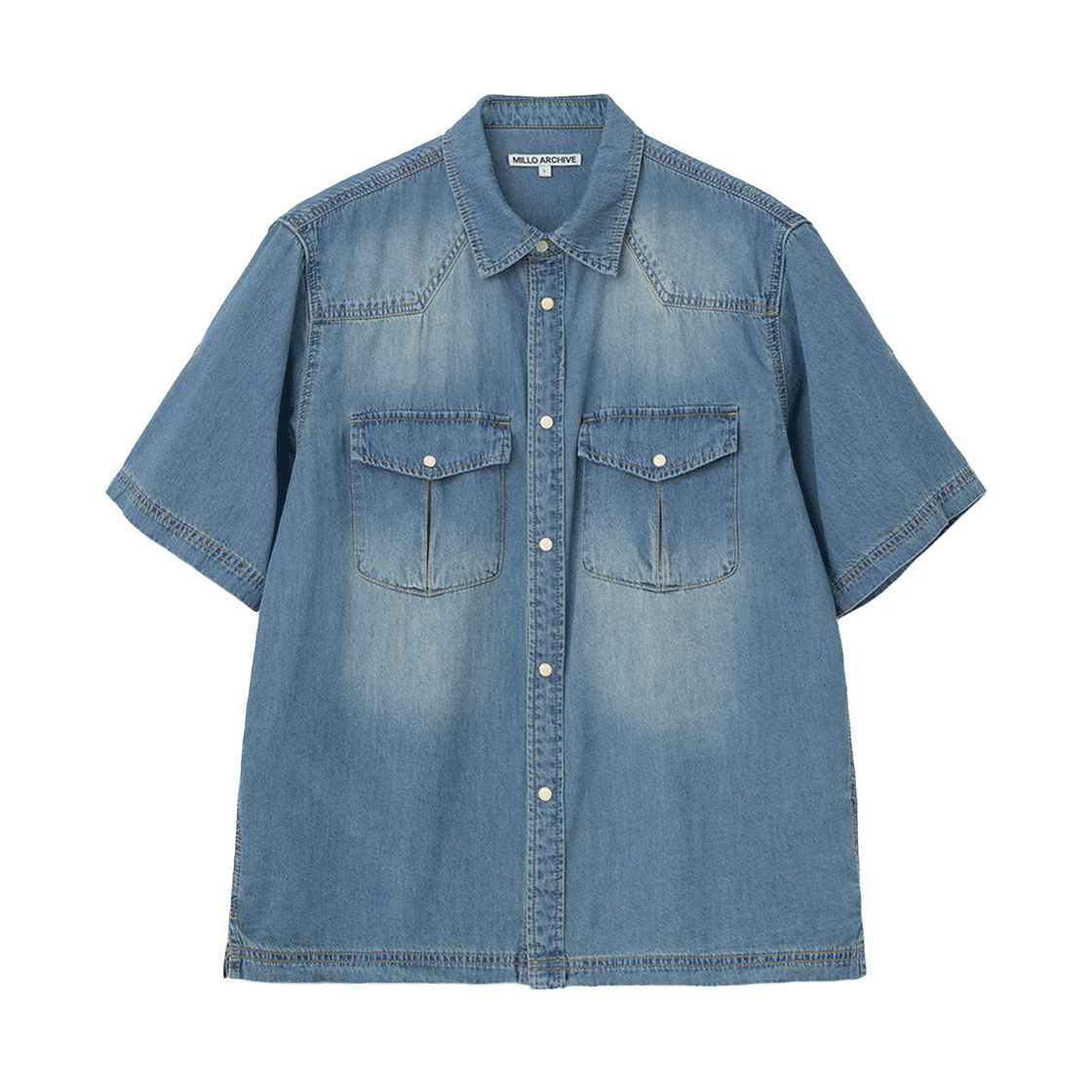 밀로 아카이브 리브 웨스턴 데님 셔츠 미드 블루
