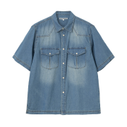 Millo Archive Leave Western Denim Shirt Mid Blue