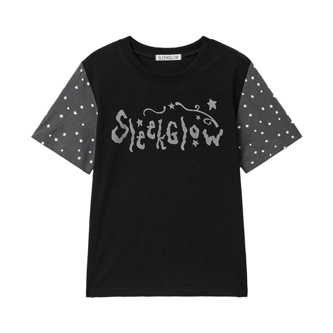 슬릭글로우 슈팅스타 배색 티셔츠 블랙(SLEEKGLOW Shooting Star Color Block T-Shirt Black) - 1