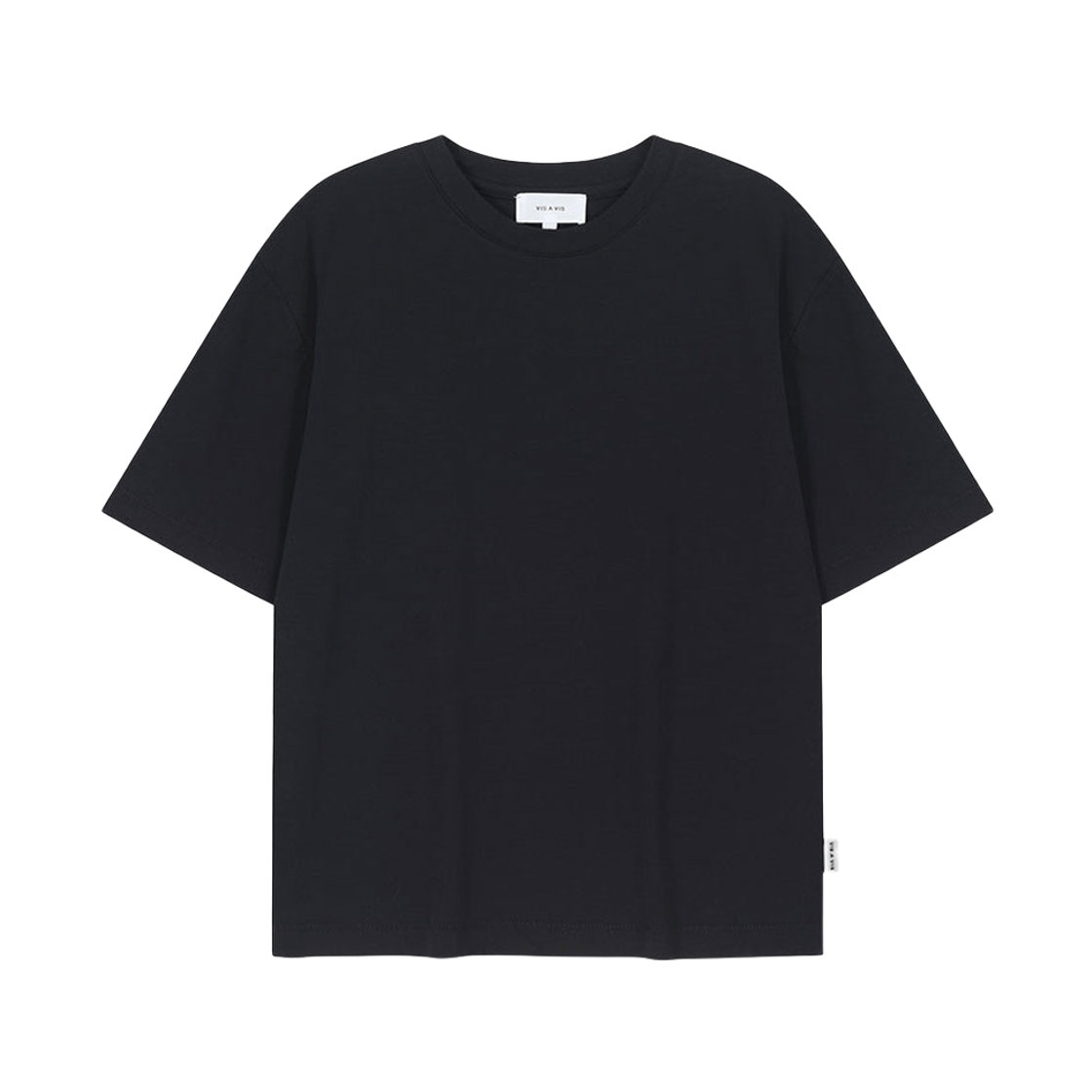 비자비 하프 슬리브드 티셔츠 인 코튼 더블 저지 거즈 블랙(VIS A VIS Half Sleeved Tee Shirt In Cotton Double Jersey Gause Black) - 1