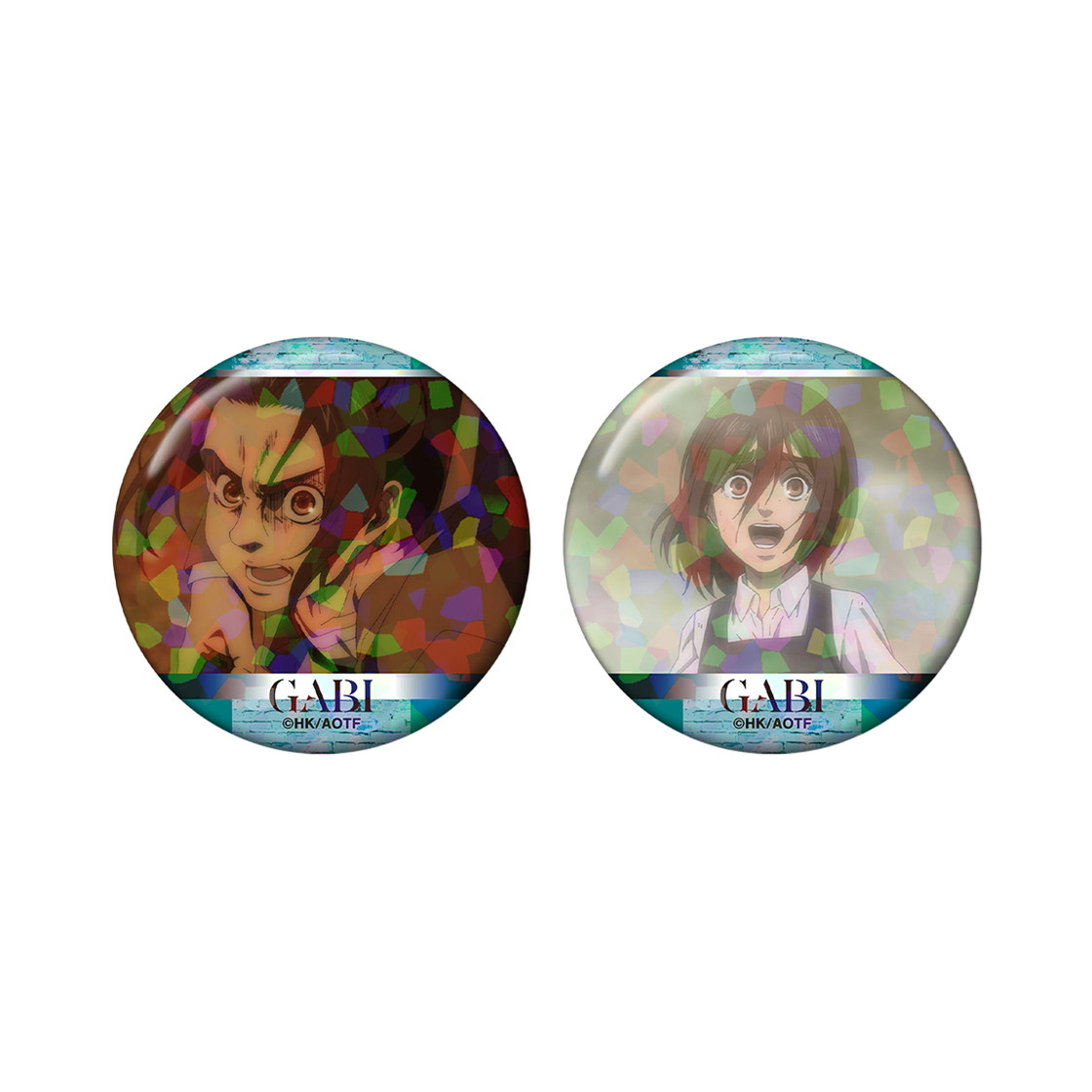 [예약배송] 애니모어 진격의 거인 가비 장면 홀로그램 캔뱃지 2개 세트