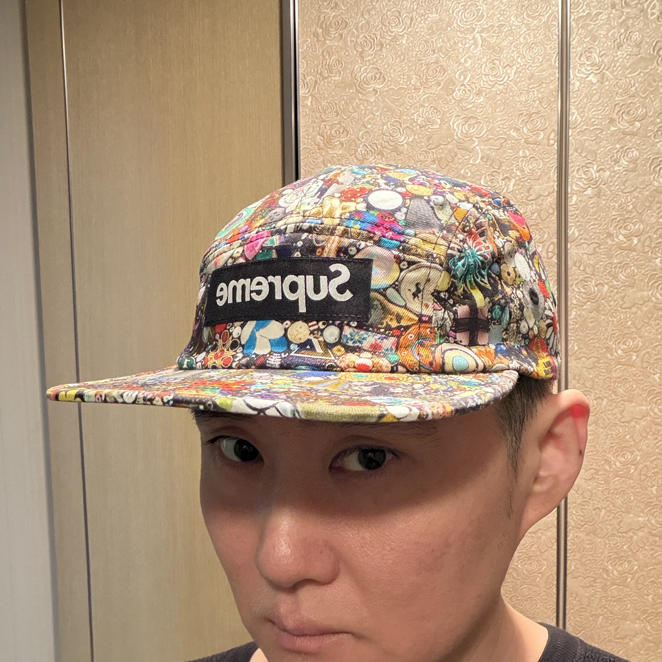 Supreme x Mike Kelley Camp Cap Multicolor - 26SS, Supreme AOI Embroidered Camp Cap Black - 25SS 착용 스타일 - 3