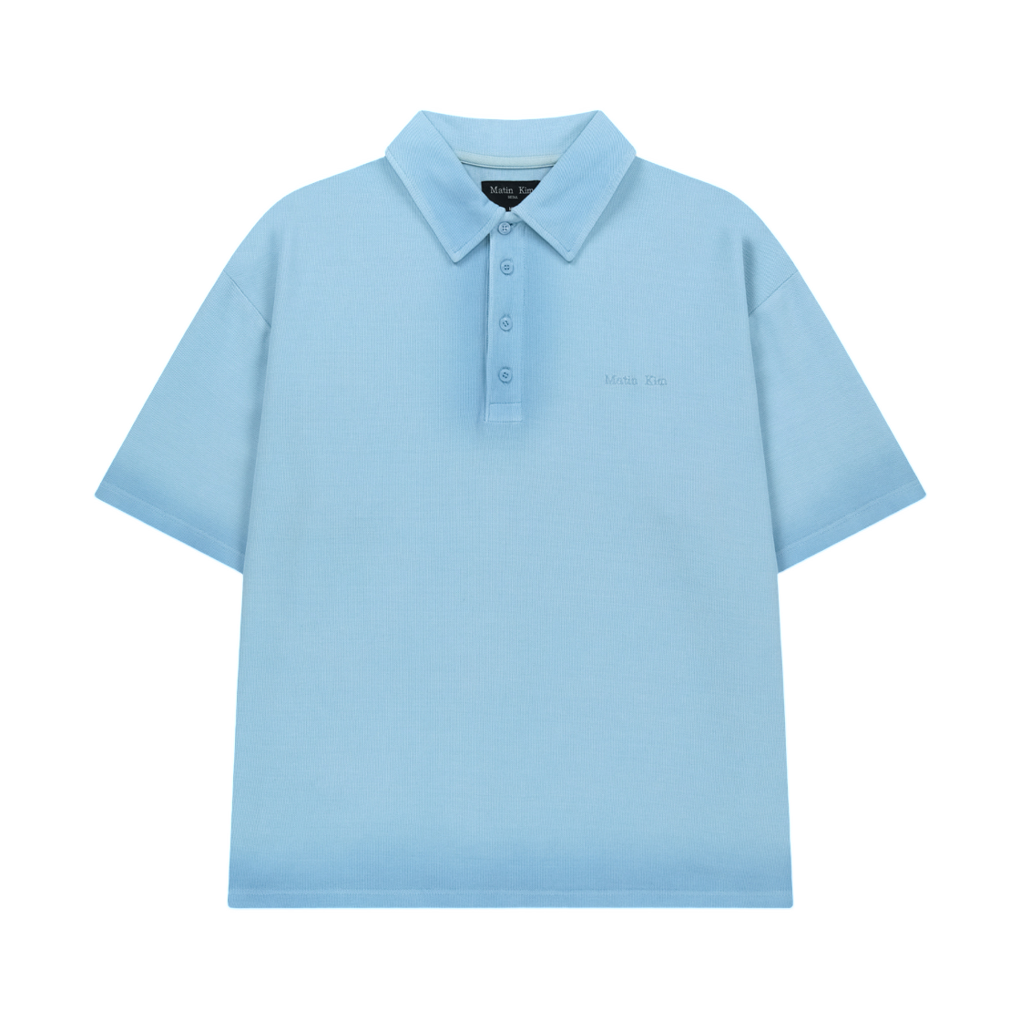 마뗑킴 스몰 로고 워시드 피케 탑 블루(Matin Kim Small Logo Washed Pique Top In Blue) - 1