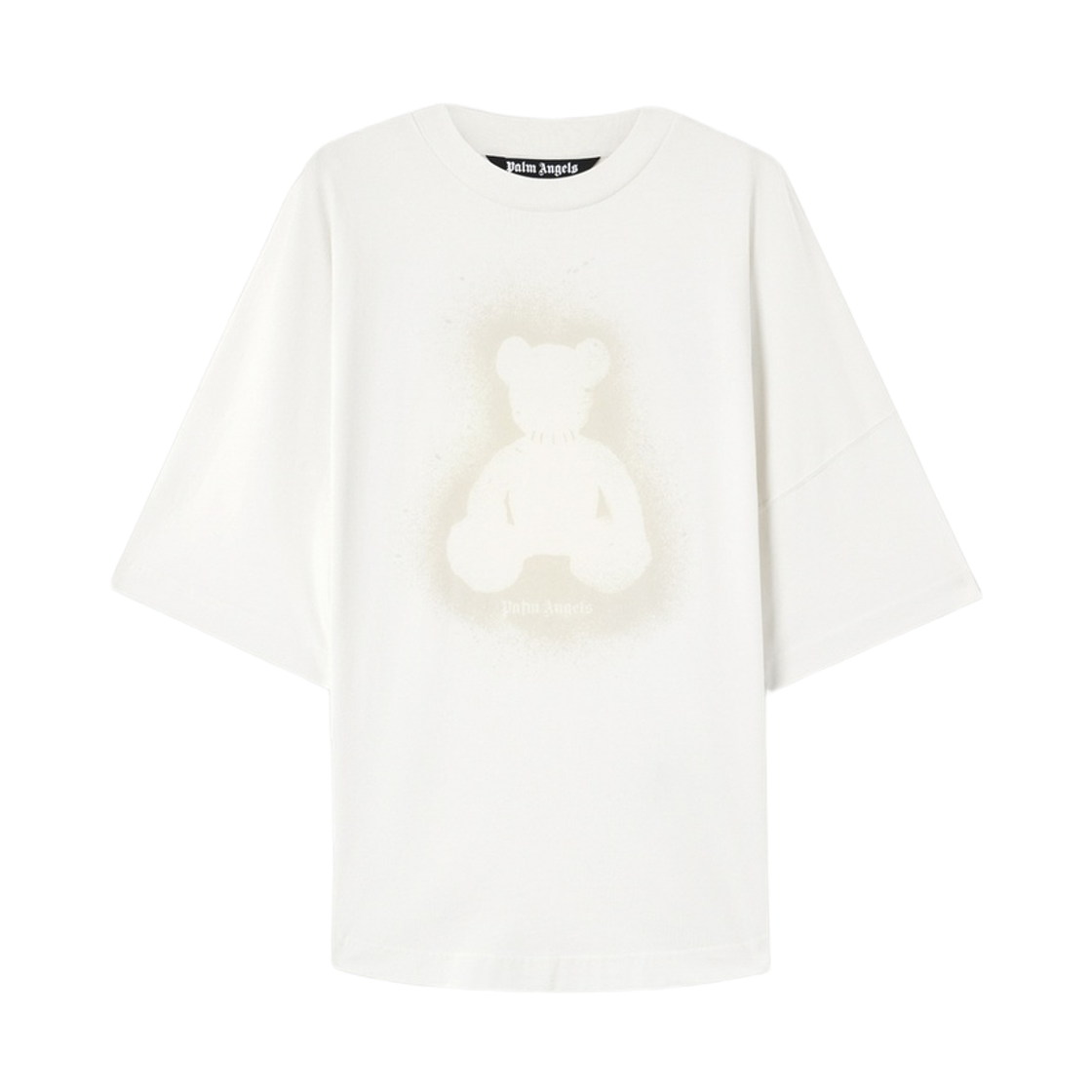 팜엔젤스 스프레이 베어 오버 티셔츠 - 화이트 라이트 그레이(Palm Angels Spray Bear Over Tee - Off White Light Grey)