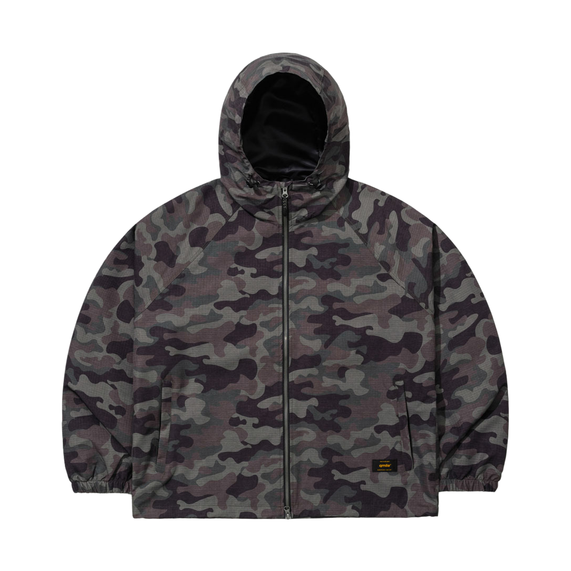 26Q322 qmile® 322 Hooded Raglan Zip Jacket Green Camo
