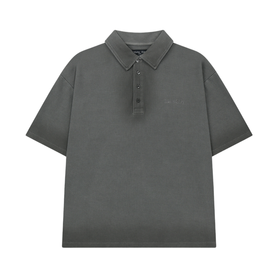 MK2634TS507HCH Matin Kim Small Logo Washed Pique Top In Charcoal