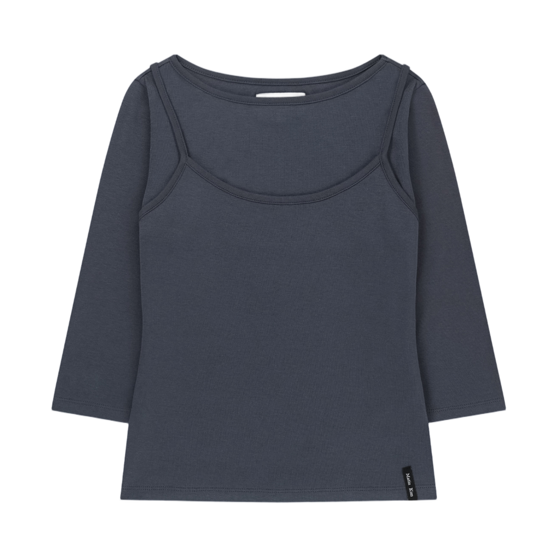 MK2634TS034MMB (W) Matin Kim 3/4 Sleeve Top and Tank Layered Set In Smoke Blue