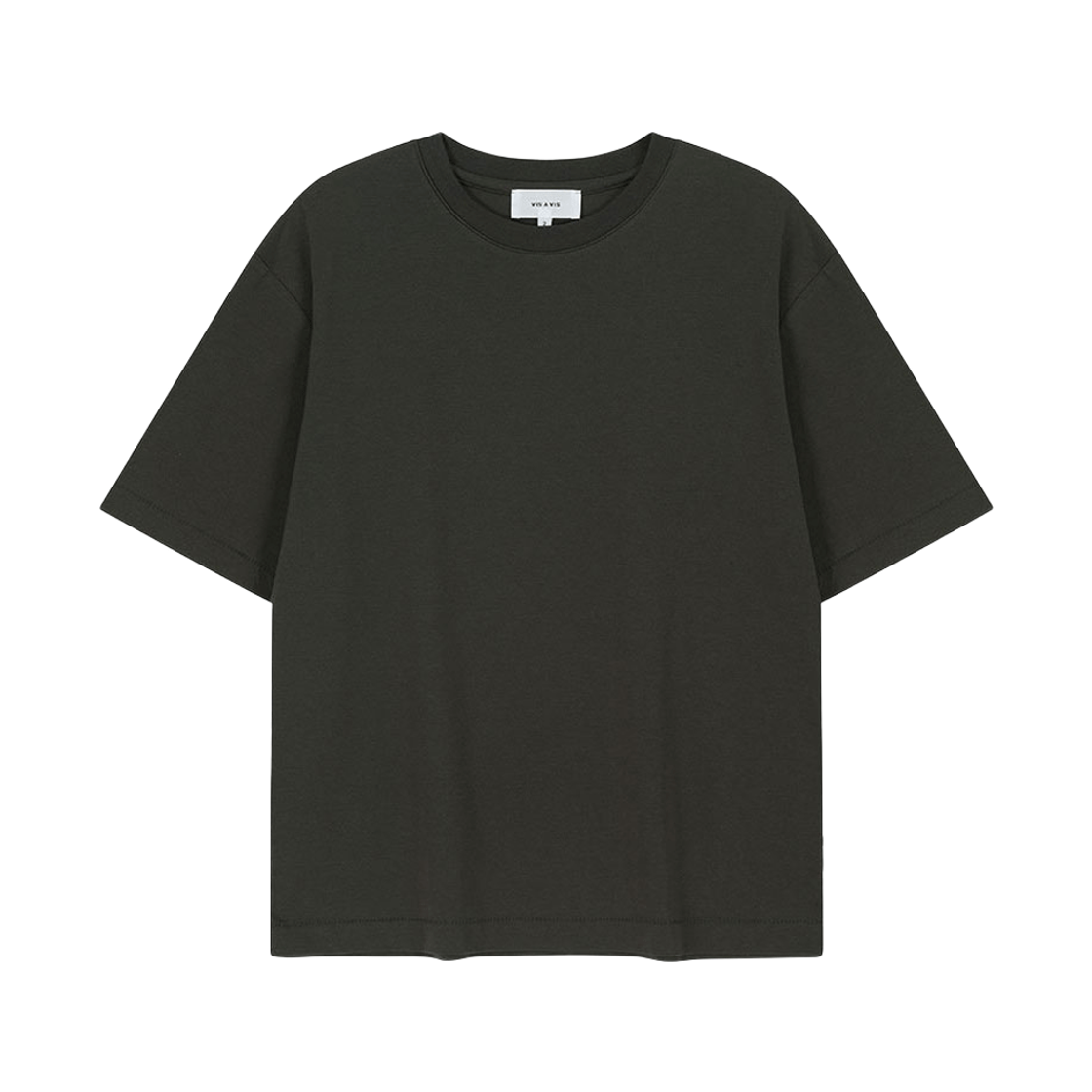 비자비 하프 슬리브드 티셔츠 인 코튼 더블 저지 거즈 다크 그레이(VIS A VIS Half Sleeved Tee Shirt In Cotton Double Jersey Gause D.K Gray)