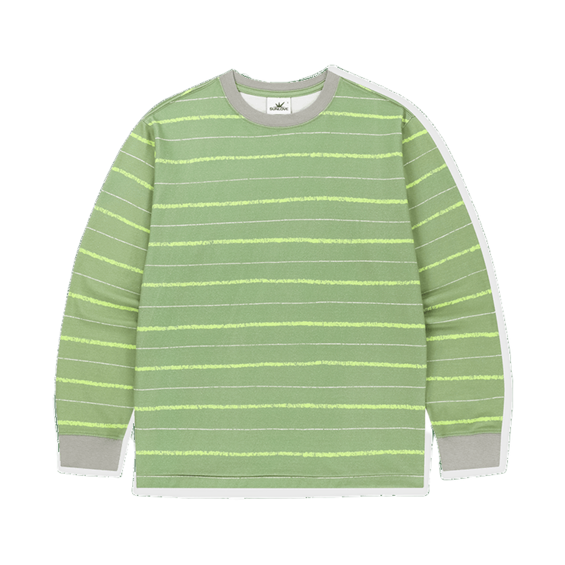 [트리플적립] 썬러브 패턴 롱 슬리브 티 라이트 올리브