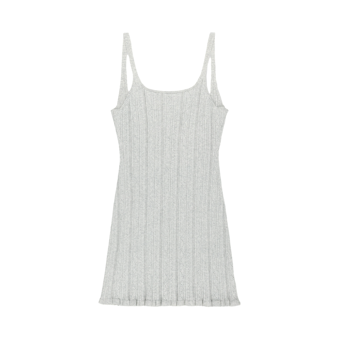 (W) 마뗑킴 오픈 백 립드 니트 드레스 라이트 그레이((W) Matin Kim Open Back Ribbed Knit Dress In Light Grey) - 1