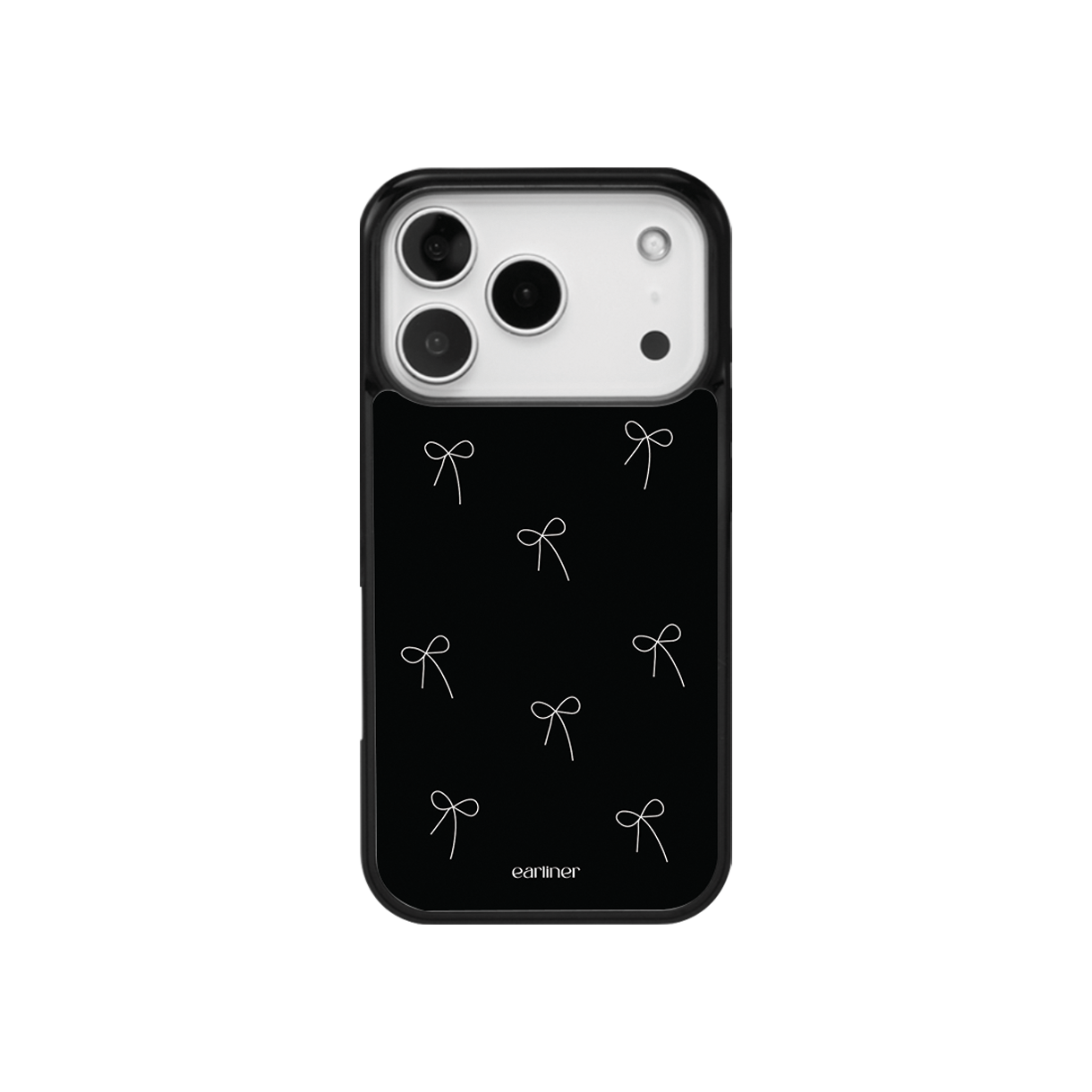 얼리너 화이트 리본 패턴 맥세이프 글라스 범퍼 케이스(EARLINER made white ribbon pattern magsafe glass bumper case)